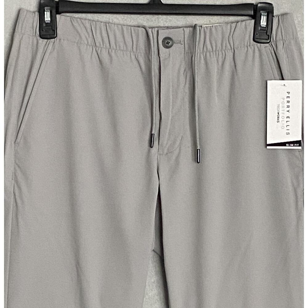 Perry Ellis Portfolio Men's Medium TechWorks Pants Slim Fit Drawstring Alloy NEW - Picture 3 of 13